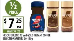 Supabarn Nescafe blend 43 and gold instant coffee selected varieties offer