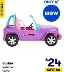BIG W Barbie Vehicle offer