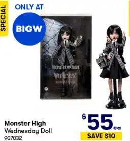 BIG W Monster High Wednesday Doll offer