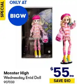 BIG W Monster High Wednesday Enid Doll offer