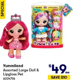 BIG W Yummiland Assorted Large Doll & Lipgloss Pet offer