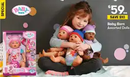 BIG W Baby Born Assorted Dolls offer