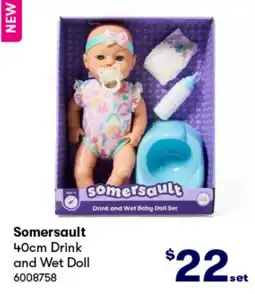 BIG W Somersault 40cm Drink and Wet Doll offer