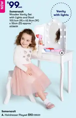 BIG W Wooden Vanity Set with Lights and Stool offer