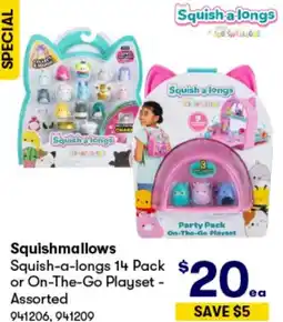 BIG W Squish-a-longs 14 Pack $ or On-The-Go Playset - Assorted offer