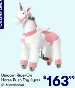 BIG W Unicorn Ride-On Horse Push Toy offer