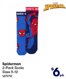 BIG W Spiderman 2-Pack Socks offer