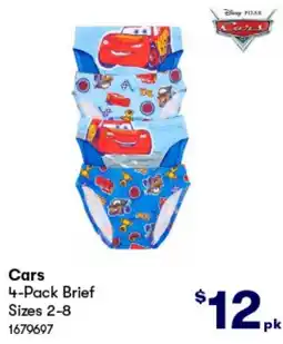 BIG W Cars 4-Pack Brief offer