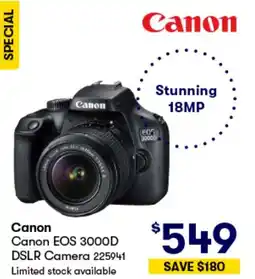 BIG W Canon EOS 3000D DSLR Camera offer