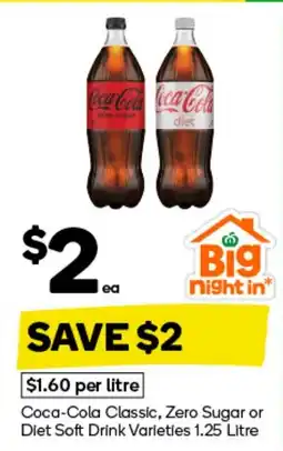 Woolworths Coca-cola classic, zero sugar or diet soft drink varieties offer