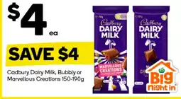 Woolworths Cadbury Dairy Milk, Bubbly or Marvellous Creations offer