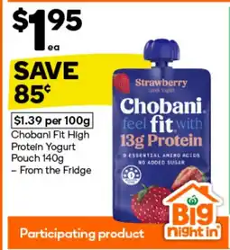 Woolworths Chobani fit high protein yogurt pouch offer