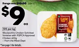 Woolworths Woolworths chicken schnitzel varieties with rspca approved chicken offer