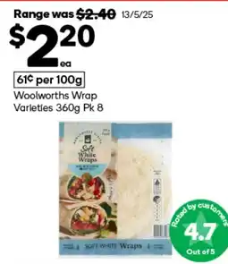 Woolworths Woolworths Wrap Varieties Pk 8 offer