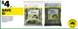 Woolworths Woolworths australian baby spinach 280g or woolworths australian kale & baby spinach 300g pack offer