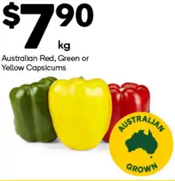 Woolworths Australian red, green or yellow capsicums offer