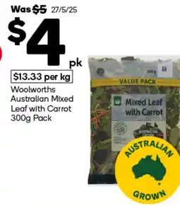 Woolworths Woolworths australian mixed leaf with carrot pack offer