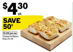 Woolworths Cheese & Bacon Rolls Pk 4 offer