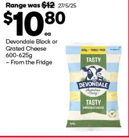 Woolworths Devondale Block or Grated Cheese offer