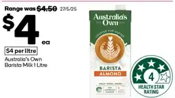 Woolworths Australia's Own Barista Milk offer
