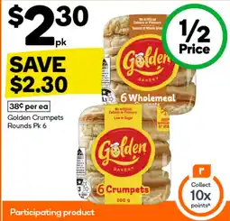 Woolworths Golden Crumpets Rounds Pk 6 offer
