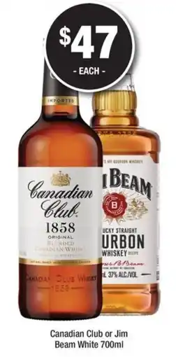 Bottler Canadian Club or Jim Beam White offer