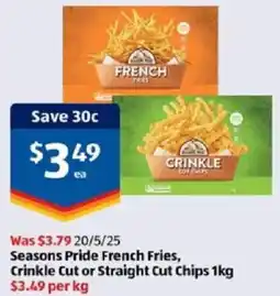 ALDI Seasons Pride French Fries, Crinkle Cut or Straight Cut Chips offer