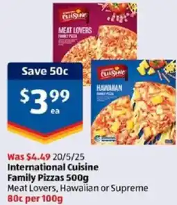 ALDI International Cuisine Family Pizzas offer