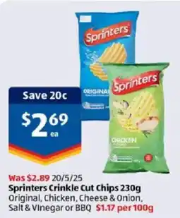 ALDI Sprinters Crinkle Cut Chips offer