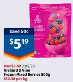 ALDI Orchard &Vine Frozen Mixed Berries offer