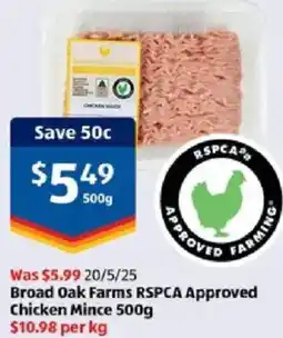 ALDI Broad Oak Farms RSPCA Approved Chicken Mince offer