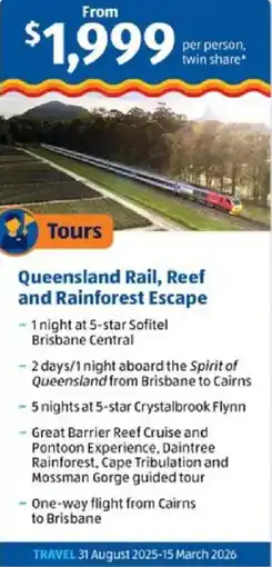ALDI Queensland Rail, Reef and Rainforest Escape offer