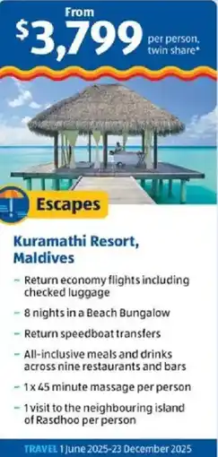 ALDI Kuramathi Resort, Maldives offer