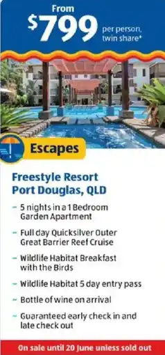 ALDI Freestyle Resort Port Douglas, QLD offer