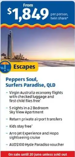 ALDI Peppers Soul, Surfers Paradise, QLD offer