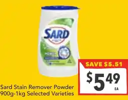 Supa Valu Sard Stain Remover Powder Selected Varieties offer