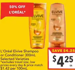 Supa Valu L'Oréal Elvive Shampoo or Conditioner offer