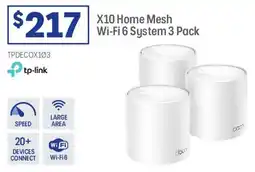 Officeworks tp-link X10 Home Mesh Wi-Fi 6 System 3 Pack offer