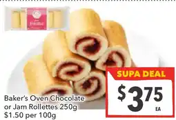 Supa Valu Baker's Oven Chocolate or Jam Rollettes offer