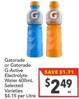 Supa Valu Gatorade G-Active Electrolyte Water offer