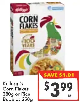Supa Valu Kellogg's Corn Flakes or Rice Bubbles offer