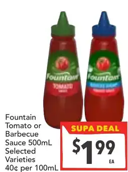 Supa Valu Fountain Tomato or Barbecue Sauce offer