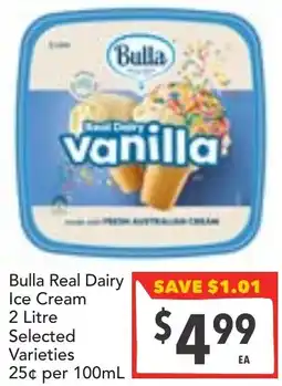 Supa Valu Bulla Real Dairy Ice Cream offer
