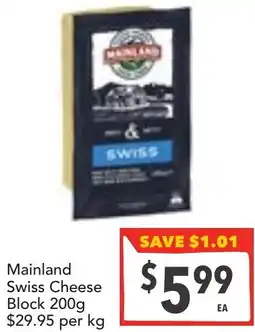Supa Valu Mainland Swiss Cheese Block offer