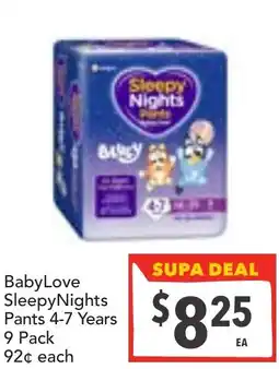 Supa Valu BabyLove SleepyNights Pants offer