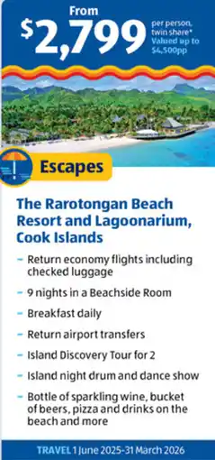 ALDI The Rarotongan Beach Resort and Lagoonarium, Cook Islands offer