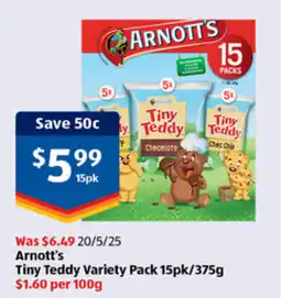 ALDI ARNOTT'S Tiny Teddy Variety Pack 15pk offer