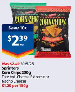ALDI Sprinters Corn Chips offer