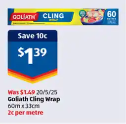 ALDI GOLIATH CLING WRAP offer