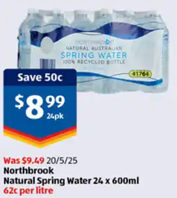 ALDI Northbrook natural australian spring water offer
